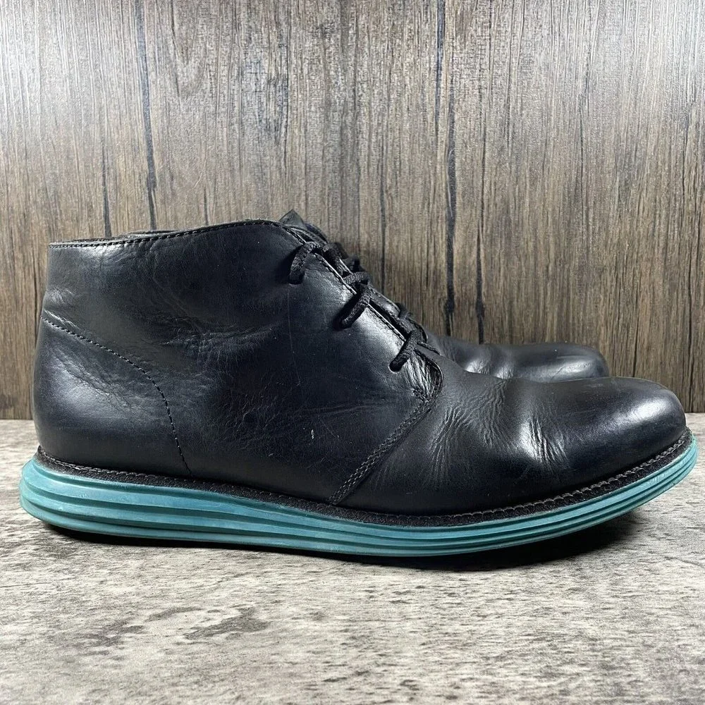 Cole Haan Lunargrand Men Size 12 M Chukka Suede Boot Casual Black Blue C11721
